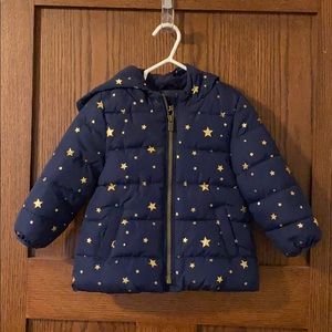 Toddler Girls Winter Coat Navy and Gold Stars